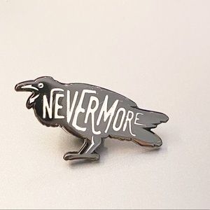 Edgar Allan Poe Nevermore Black Raven Pin Brooch